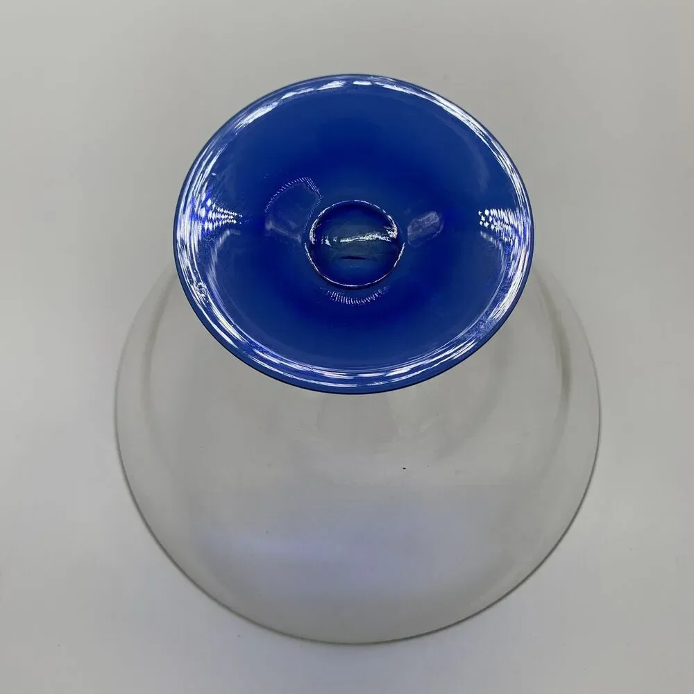 Vintage International Silver Company Crystal Glass Blue Candlesticks and Bowl